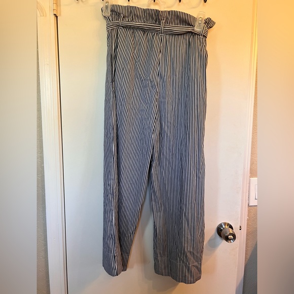 Navy Blue and White Striped Cotton Stretch Pants Size 8 H&M - Picture 2 of 5